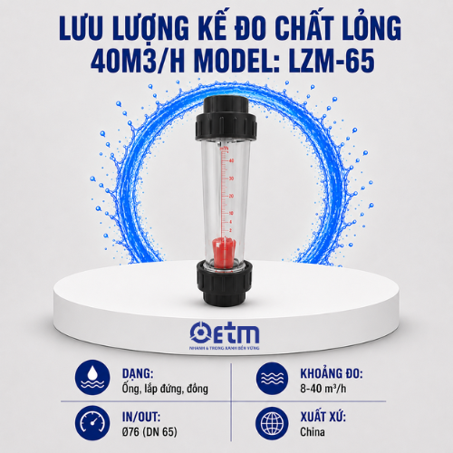 Lưu lượng kế đo chất lỏng 40M3/H Model: LZM-65